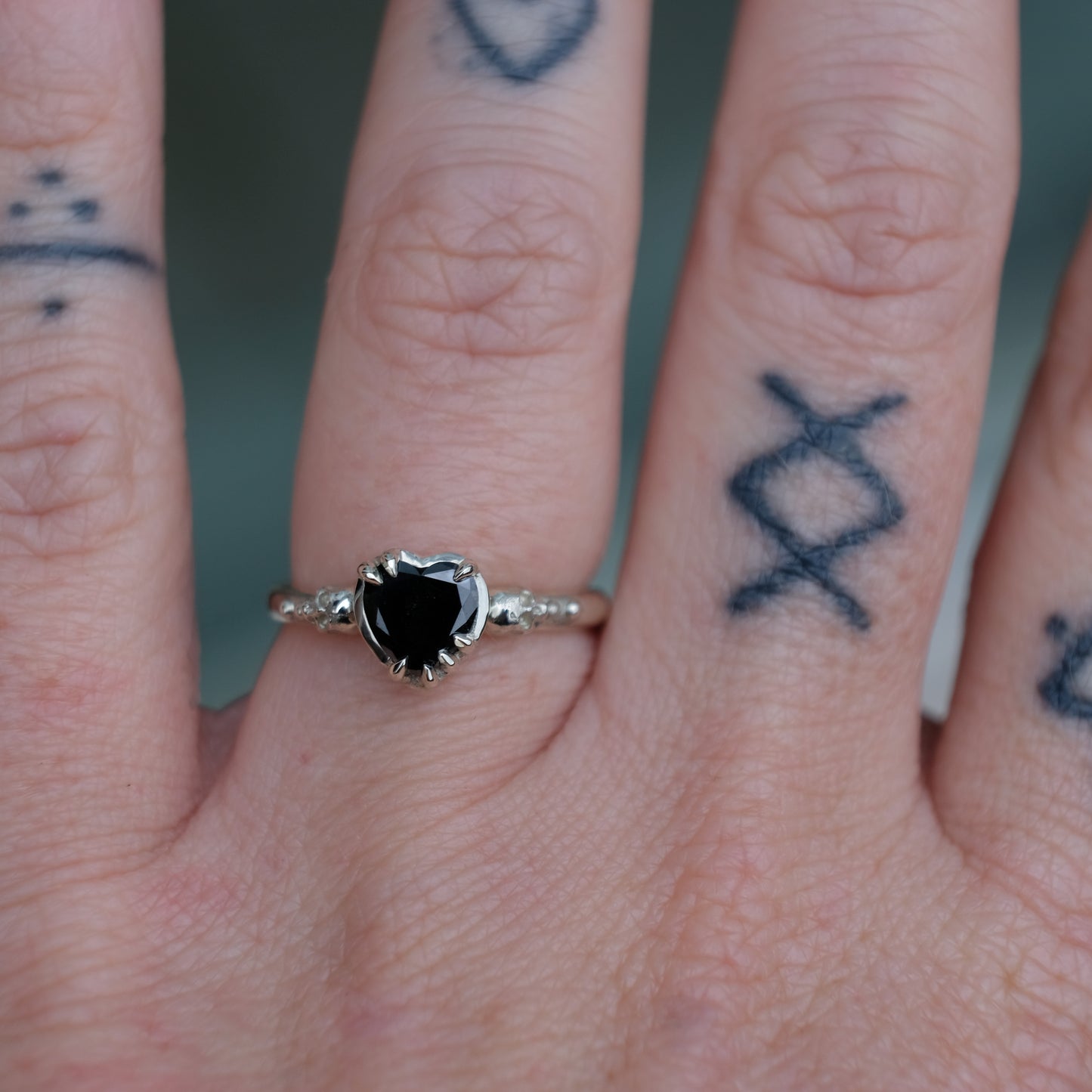 MY HEART black diamond ring