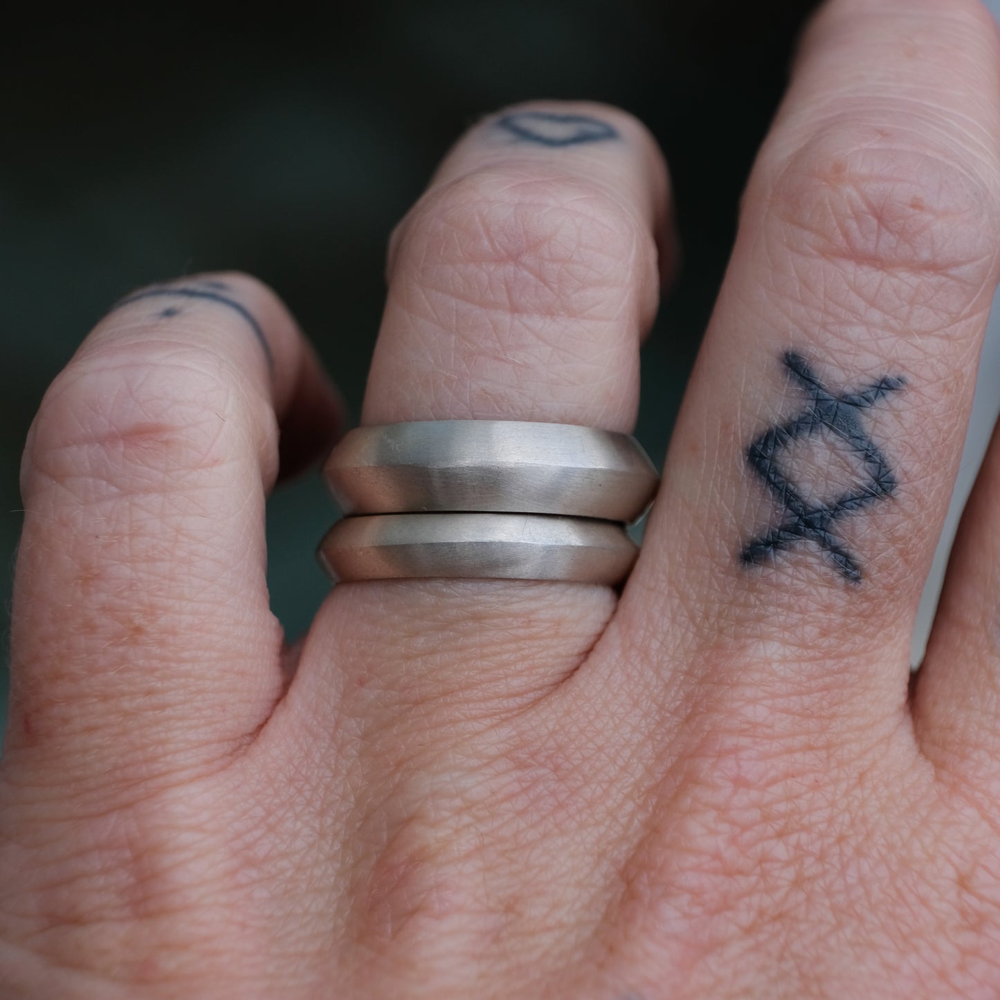 Sterling silver knife edge band with matt finish wedding ring mens by Charlie Shires