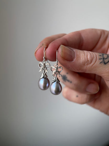 BOW and pearl earrings