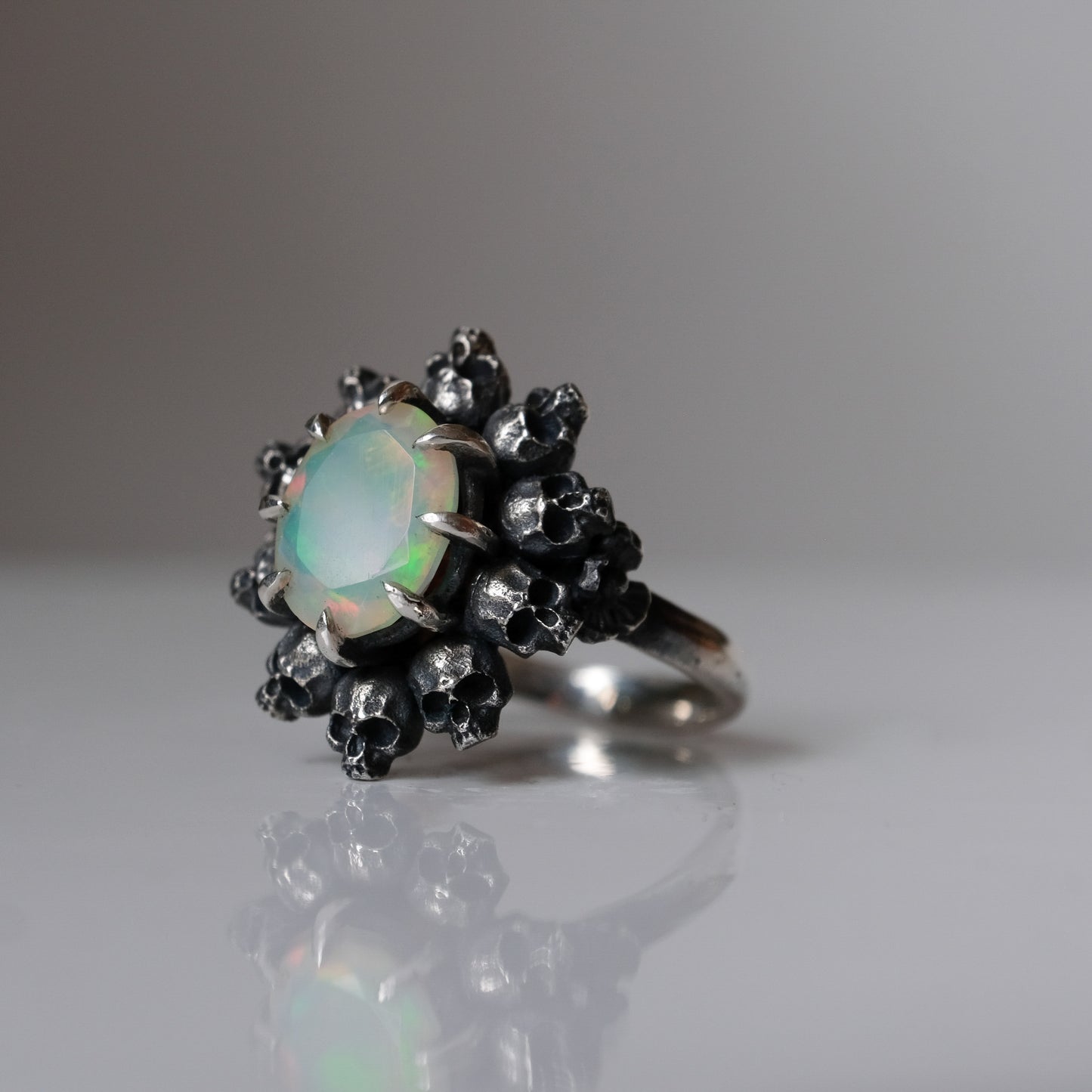 PATES white opal halo ring