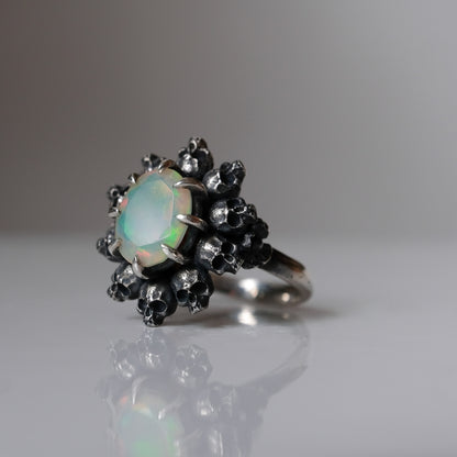 PATES white opal halo ring