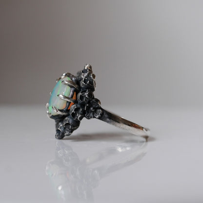 PATES white opal halo ring