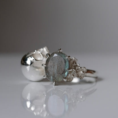 VANITAS labradorite skull ring