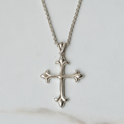 Hand carved ornate crucifix cross in sterling silver by Charlie Shires