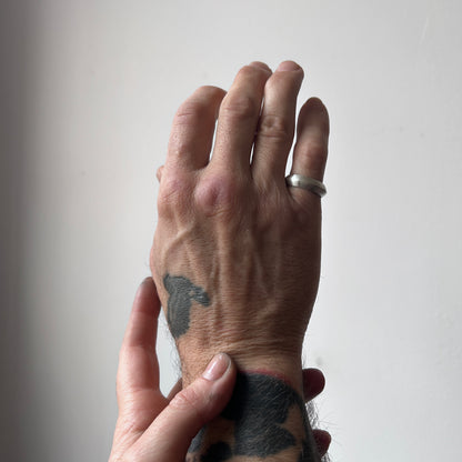 Sterling silver knife edge band with matt finish wedding ring mens by Charlie Shires