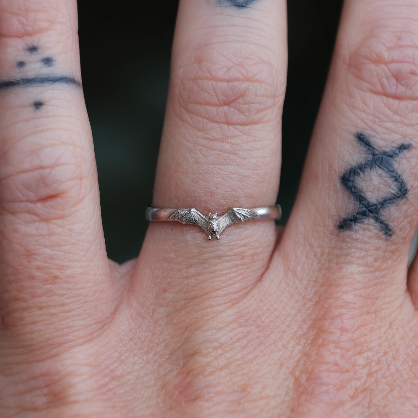 small sterling silver bat ring by Charlie Shires in London