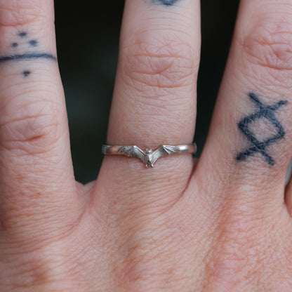 small sterling silver bat ring by Charlie Shires in London