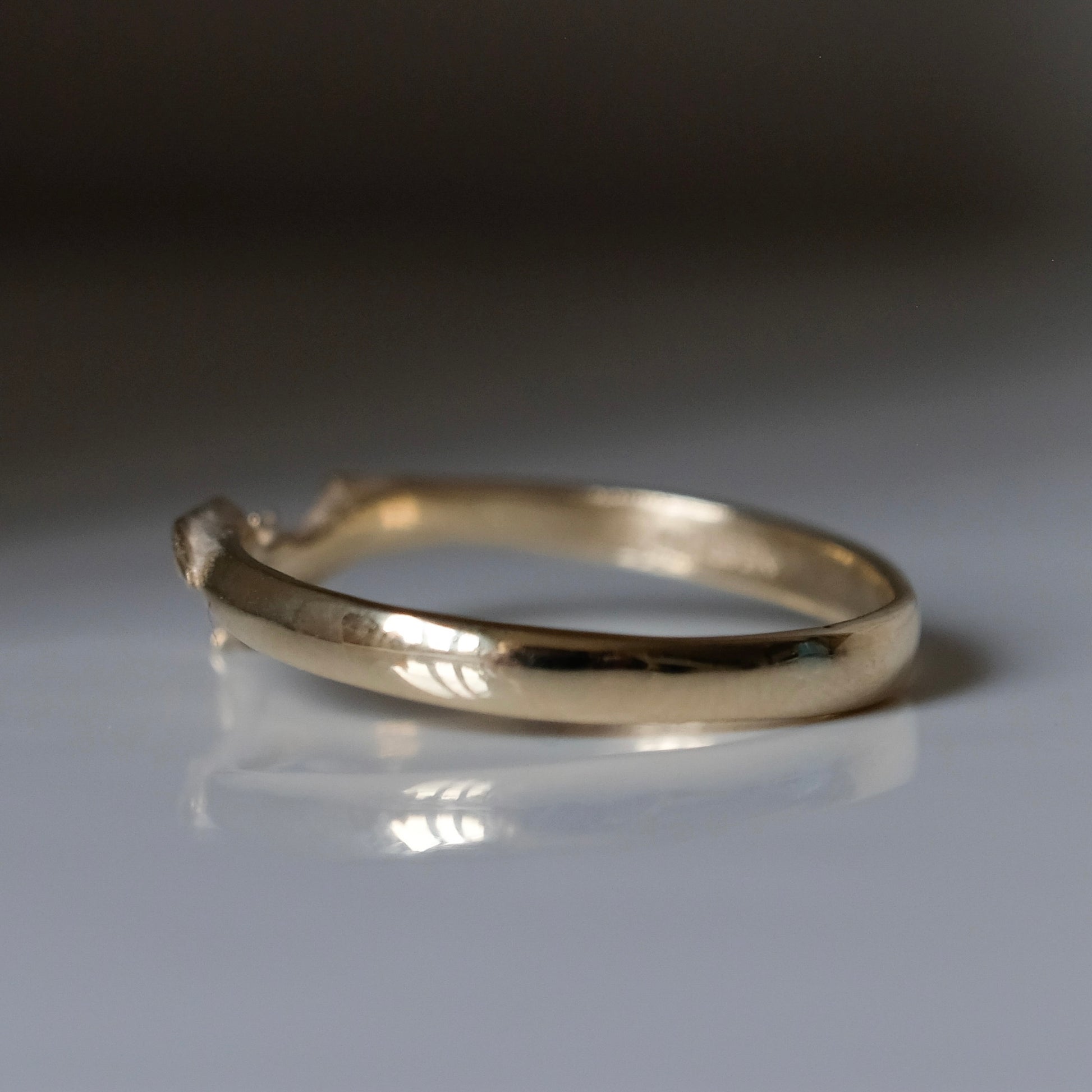 Mina bat ring in 9ct yellow gold. Handmade in London by Charlie Shires