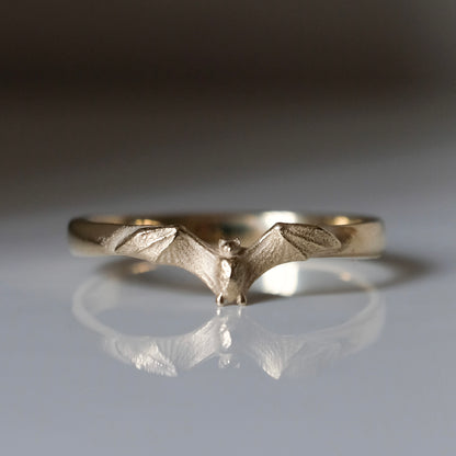 Mina bat ring in 9ct yellow gold. Handmade in London by Charlie Shires