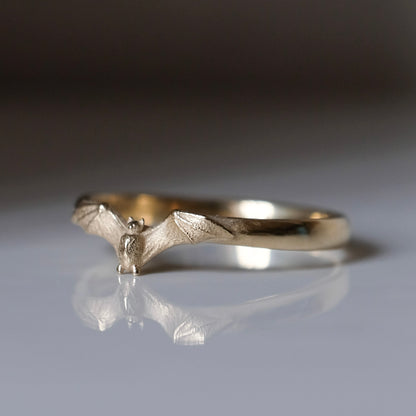 Mina bat ring in 9ct yellow gold. Handmade in London by Charlie Shires