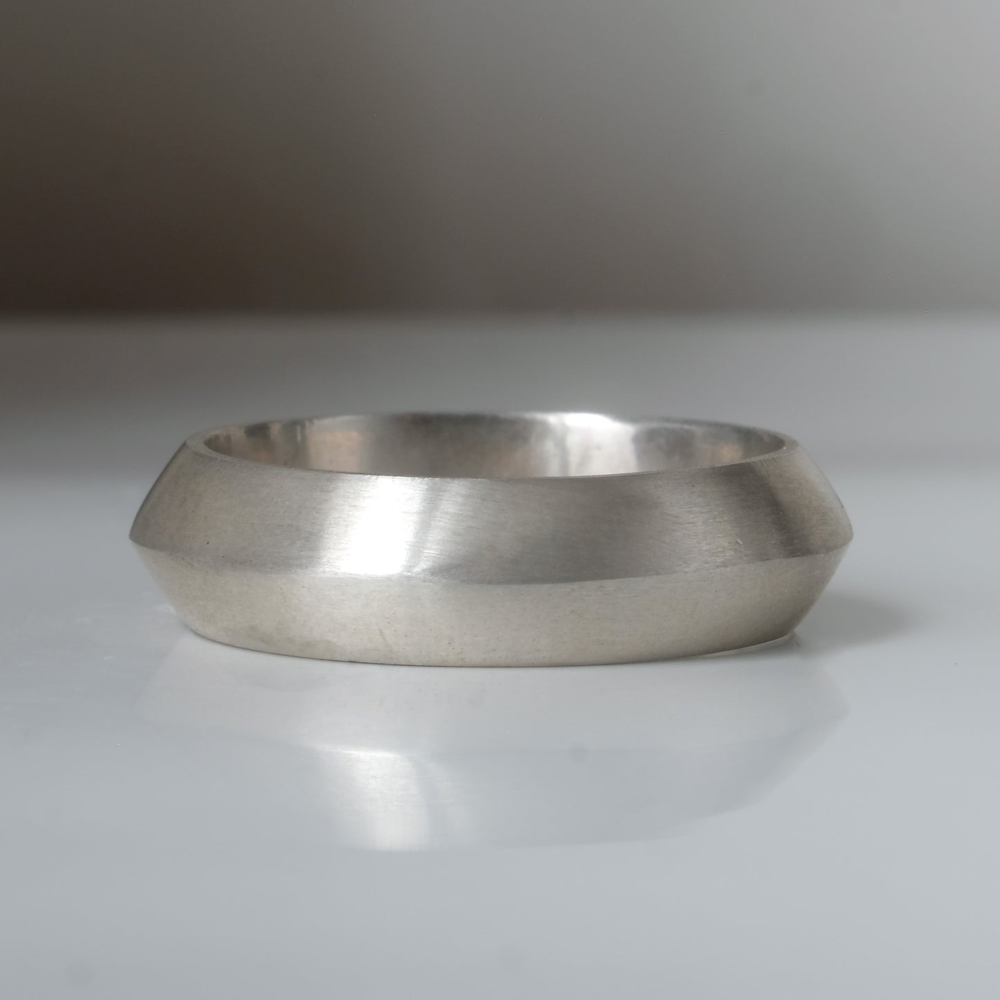 Sterling silver knife edge band with matt finish wedding ring mens by Charlie Shires