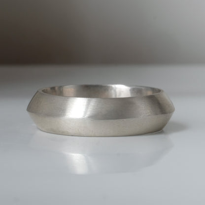 Sterling silver knife edge band with matt finish wedding ring mens by Charlie Shires