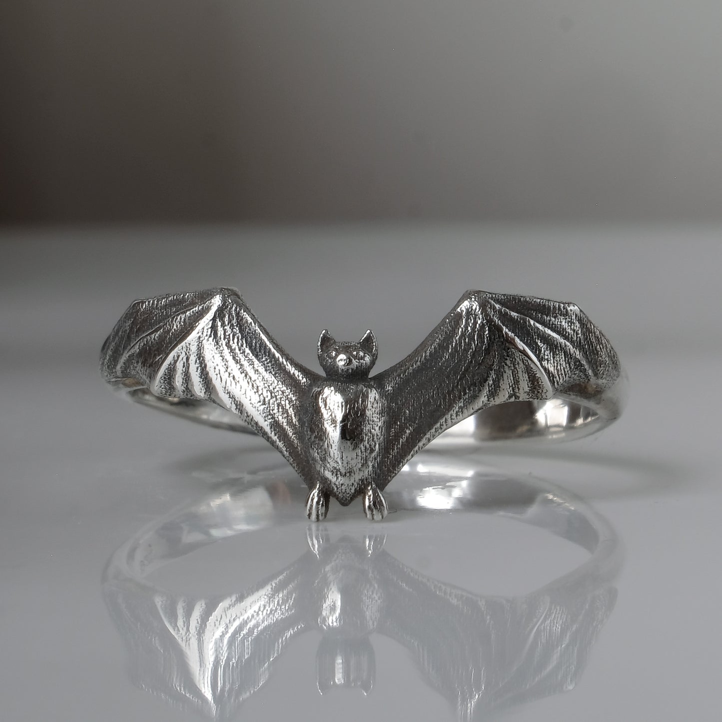 Large sterling silver bat ring by Charlie Shires