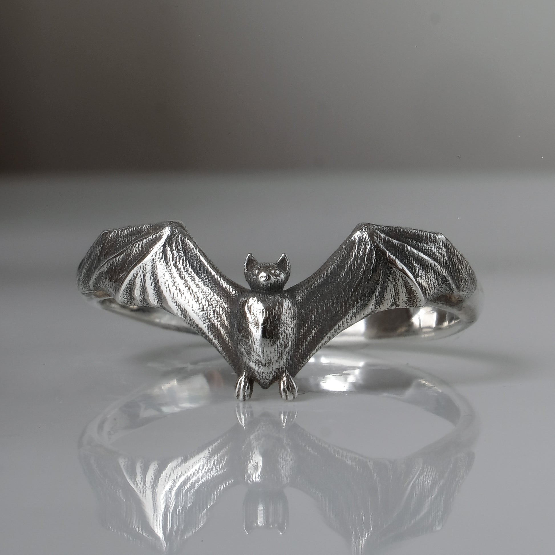 Large sterling silver bat ring by Charlie Shires