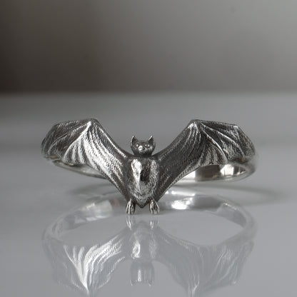 Large sterling silver bat ring by Charlie Shires