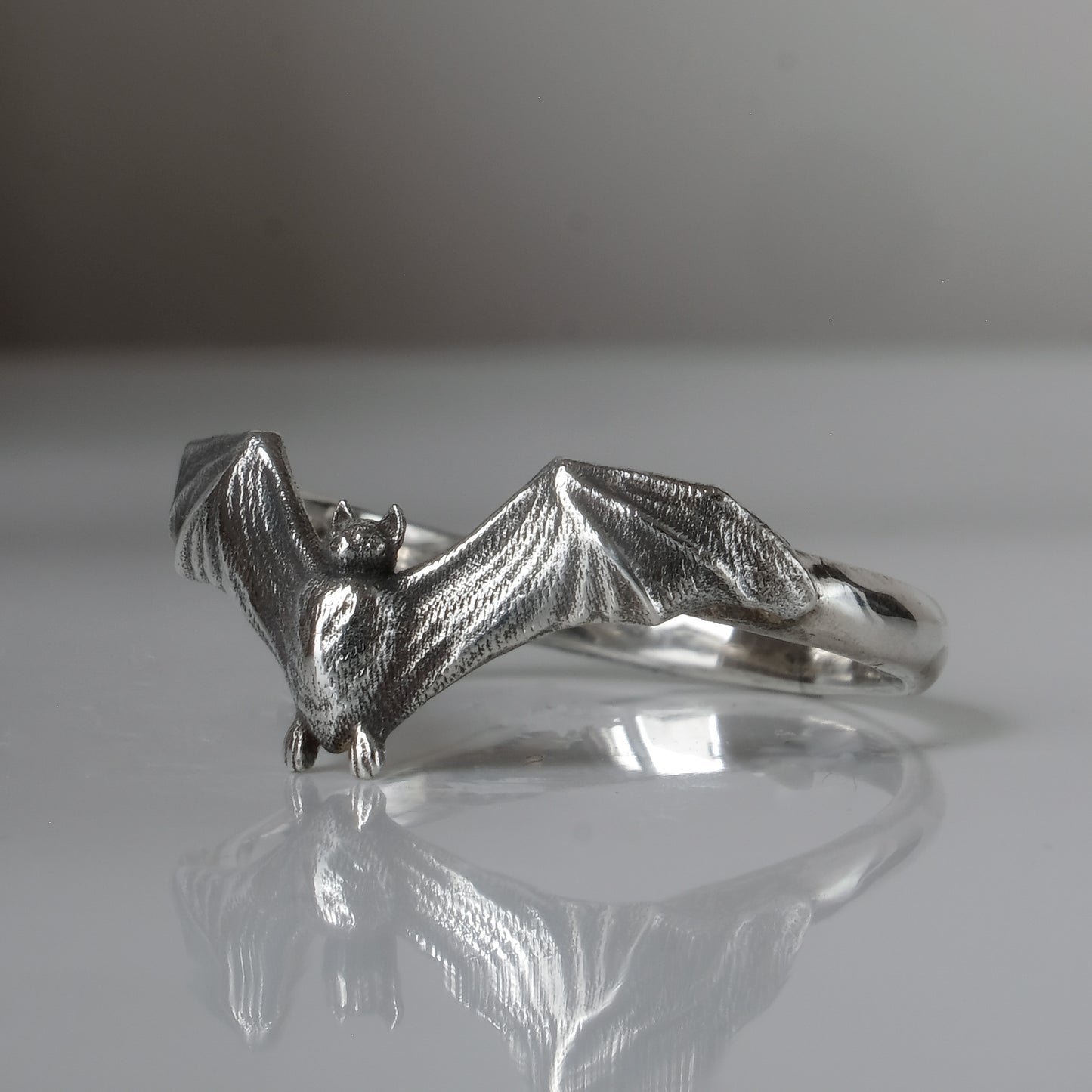 Large sterling silver bat ring by Charlie Shires