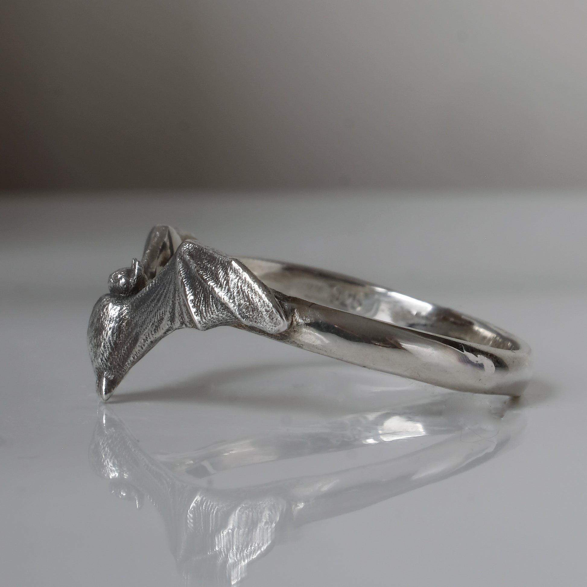 Large sterling silver bat ring by Charlie Shires