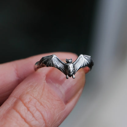 Large sterling silver bat ring by Charlie Shires