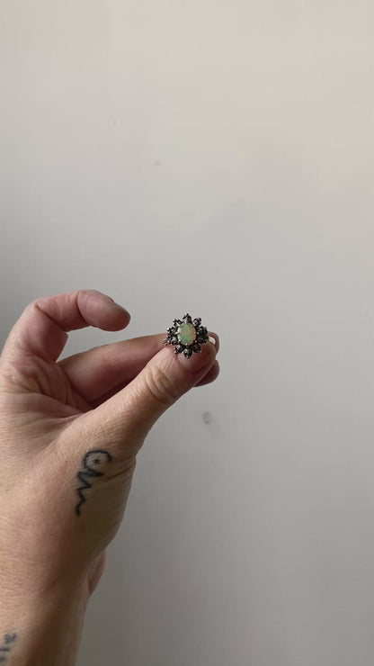 PATES white opal halo ring